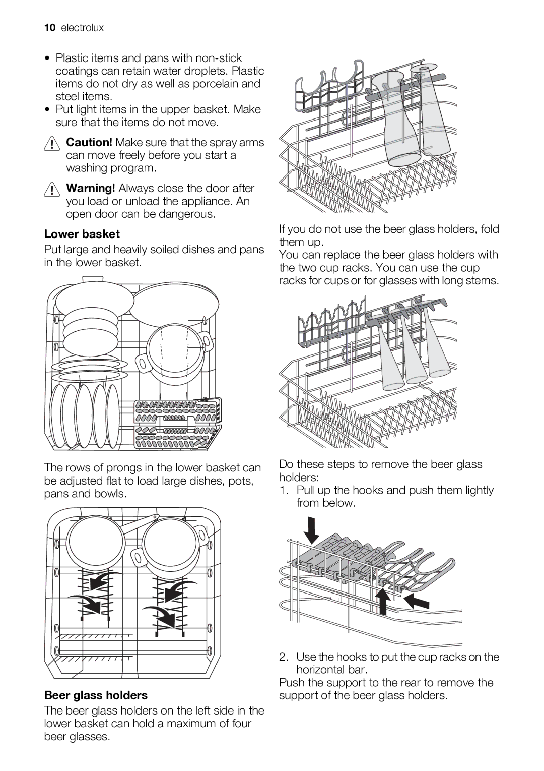 Electrolux ESF 68040 user manual Lower basket, Beer glass holders 