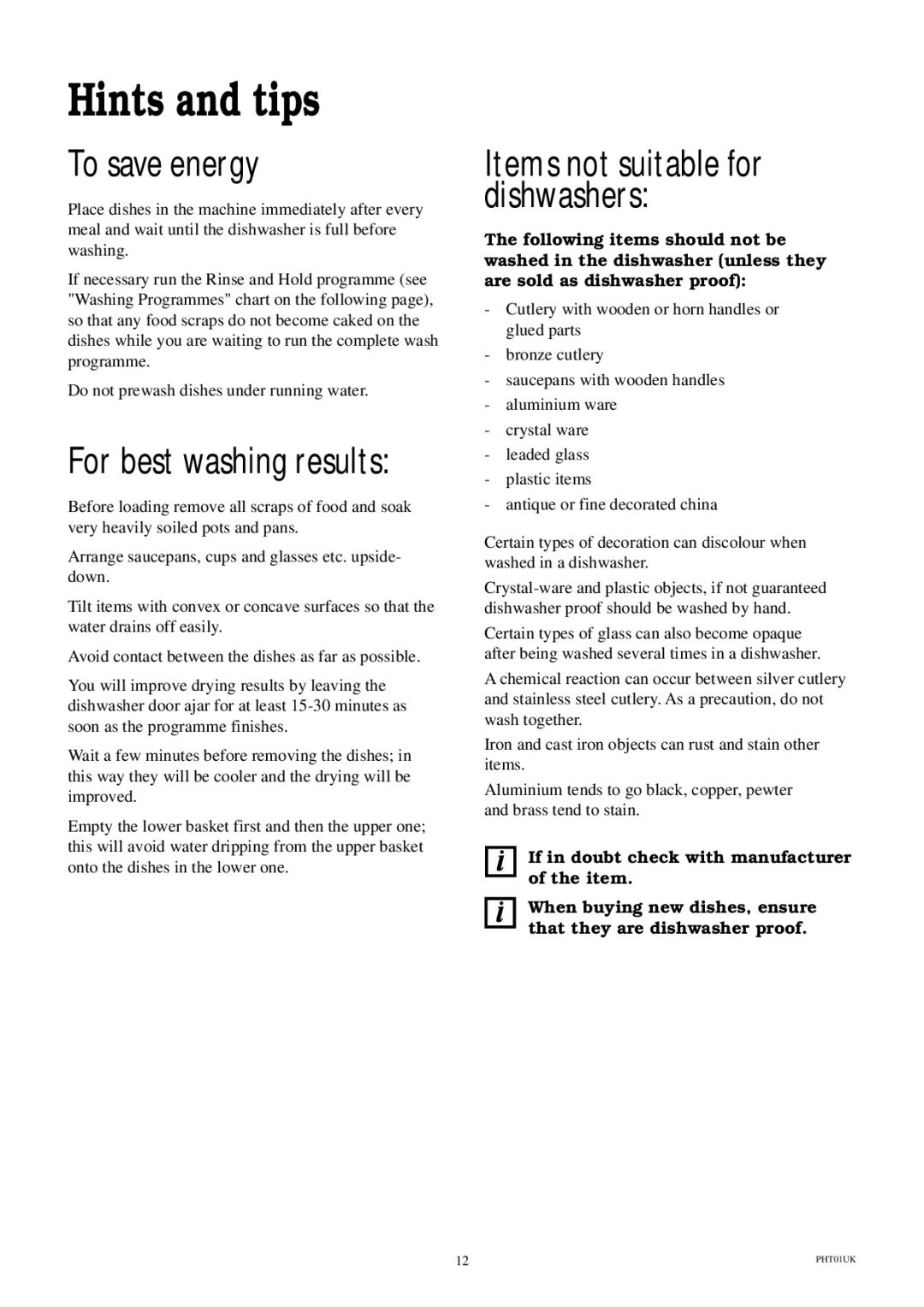 Electrolux ESI 600 manual Hints and tips, To save energy, For best washing results 