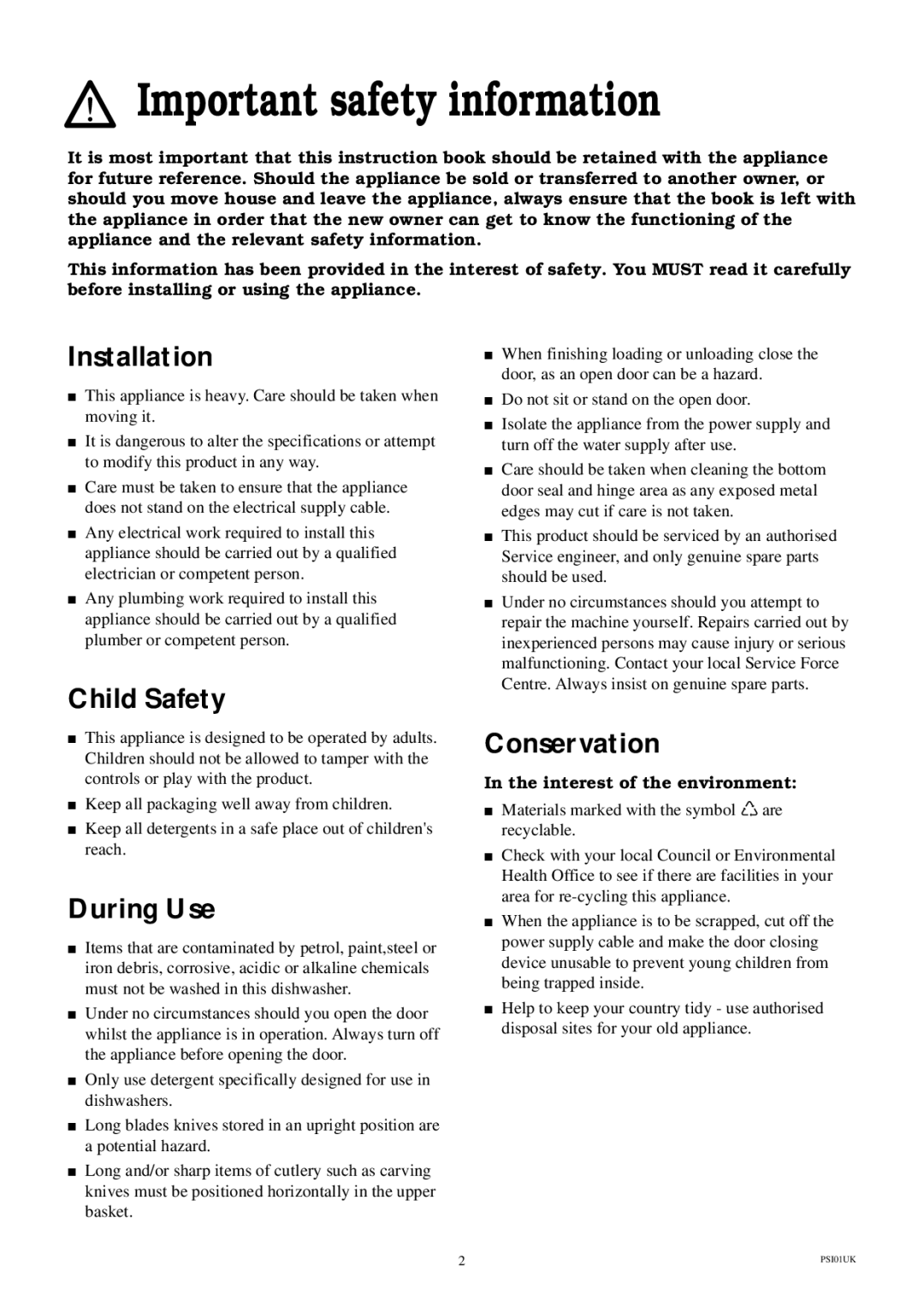 Electrolux ESI 600 manual Important safety information, Interest of the environment 