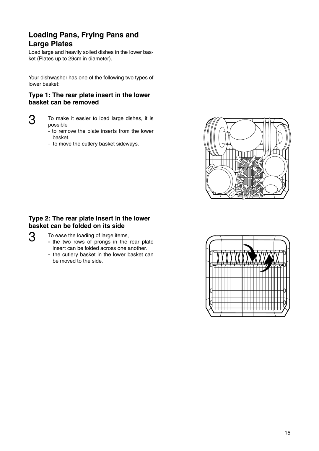 Electrolux ESI 6220 manual Loading Pans, Frying Pans and Large Plates 