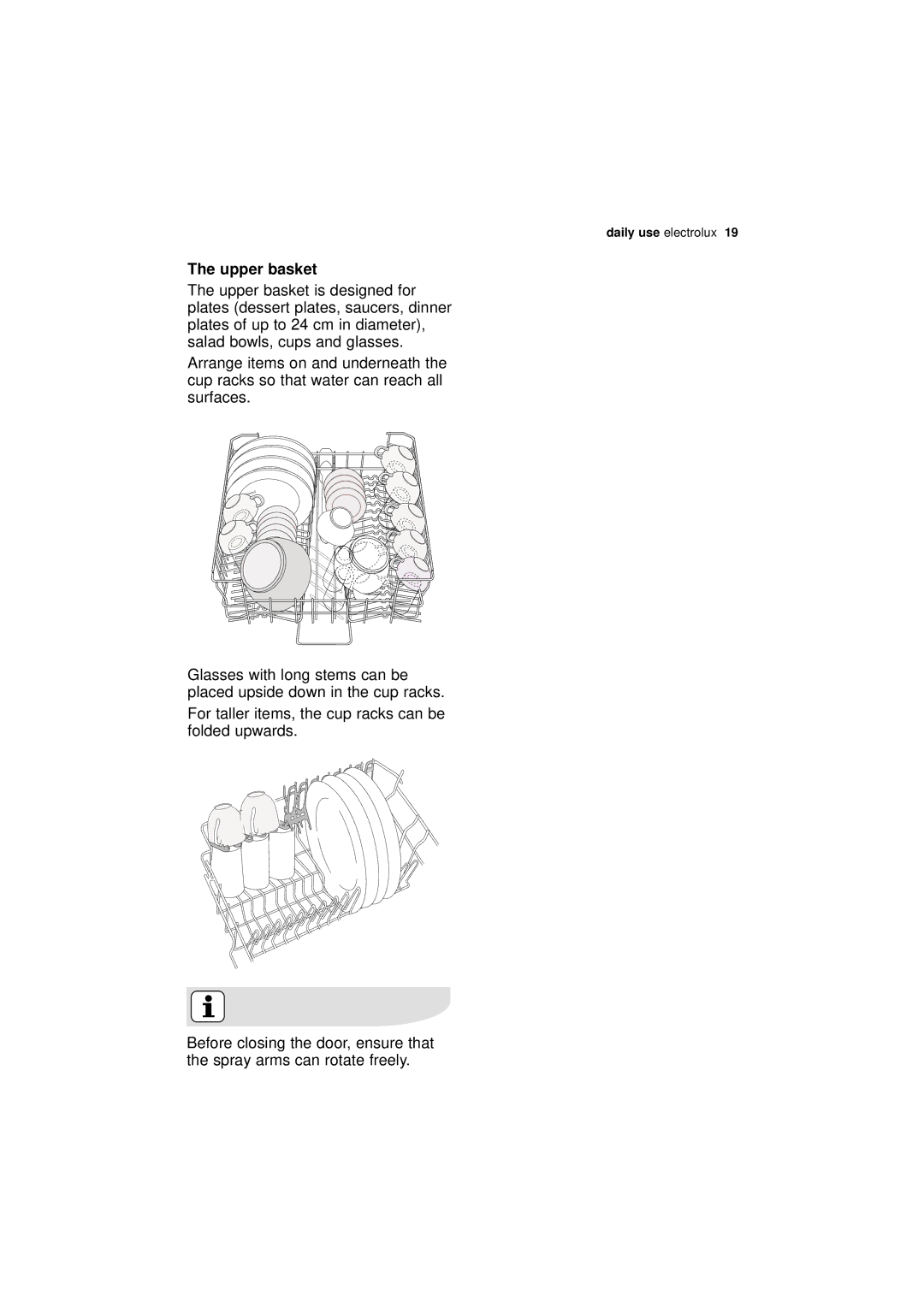 Electrolux ESI 63010 user manual Upper basket 