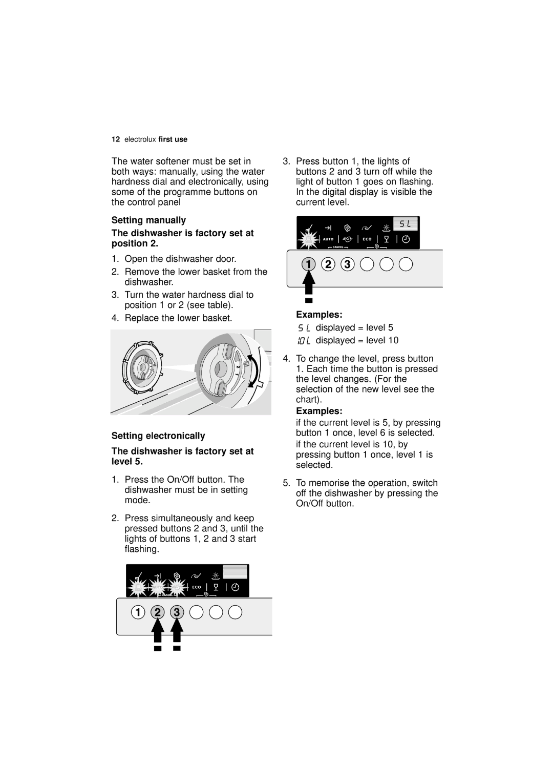 Electrolux ESI 66010 user manual Setting manually, Setting electronically, Examples 