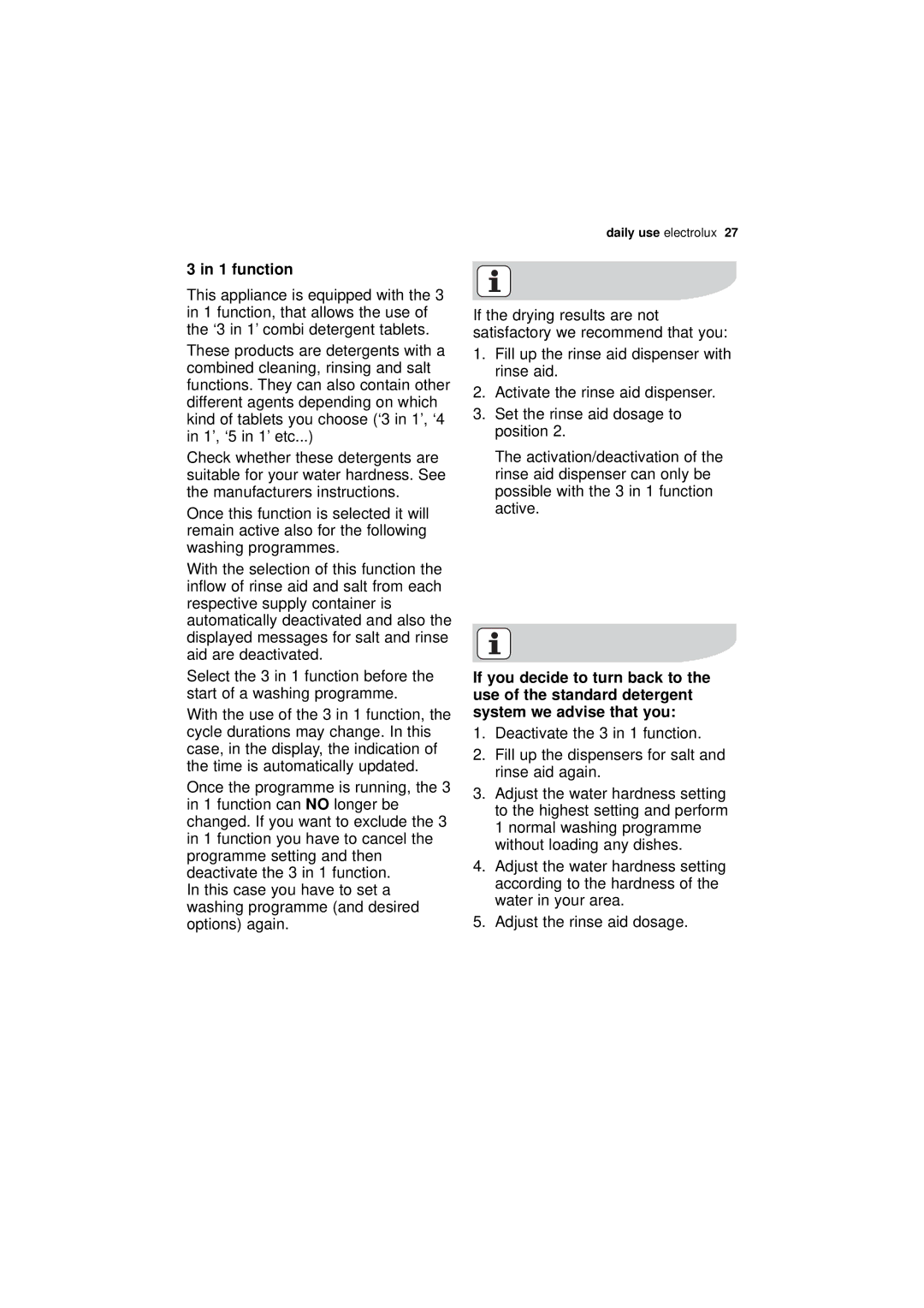 Electrolux ESI 68850 user manual function 