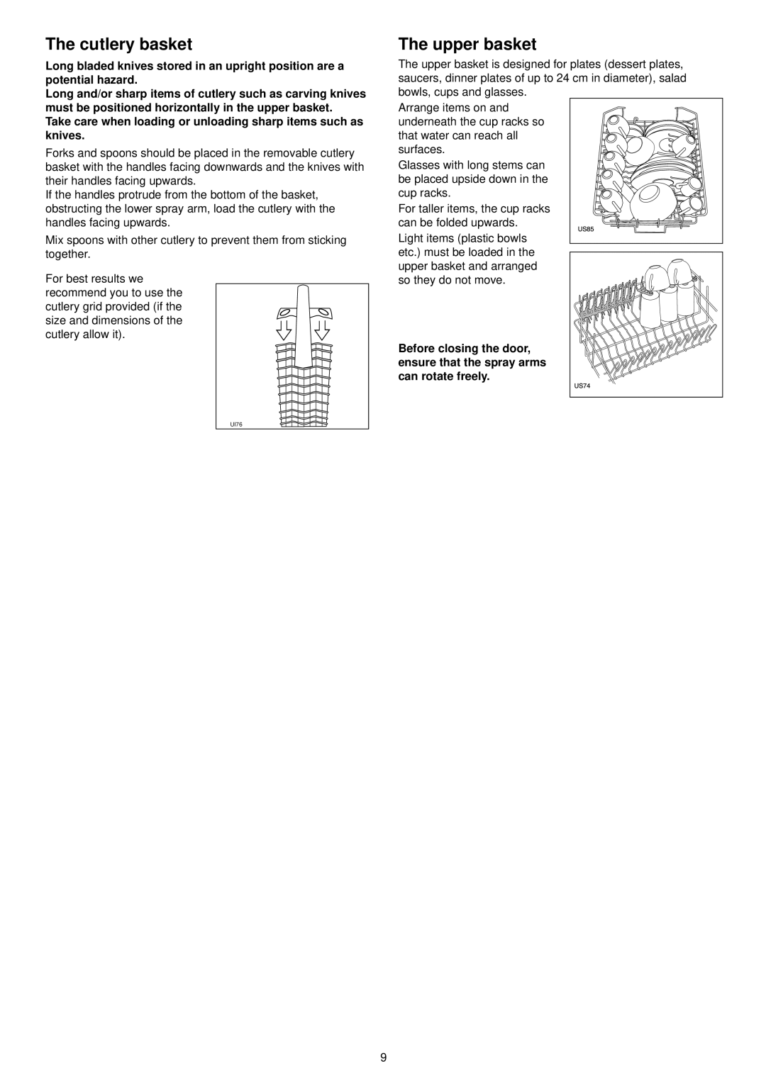 Electrolux ESL 4126 manual Cutlery basket, Upper basket 