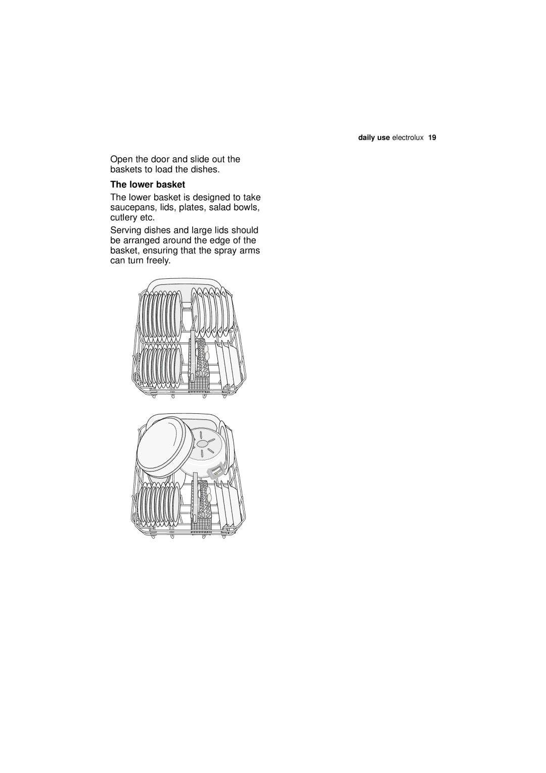 Electrolux ESL 43010 user manual Lower basket 