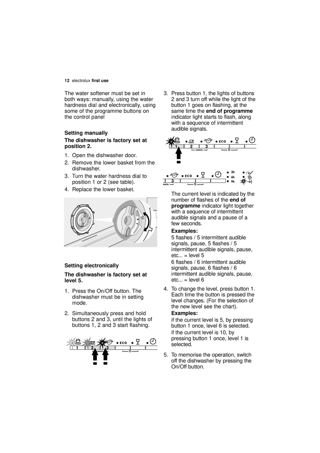 Electrolux ESL 45011 user manual Setting manually, Setting electronically, Same time the end of programme, Examples 