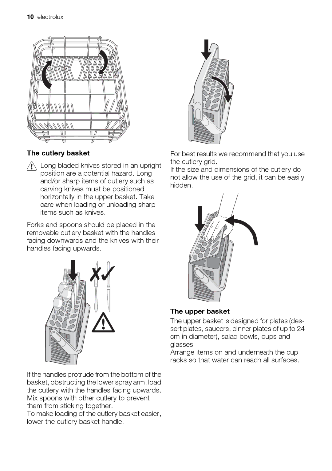 Electrolux ESL 47020 user manual Cutlery basket, Upper basket 