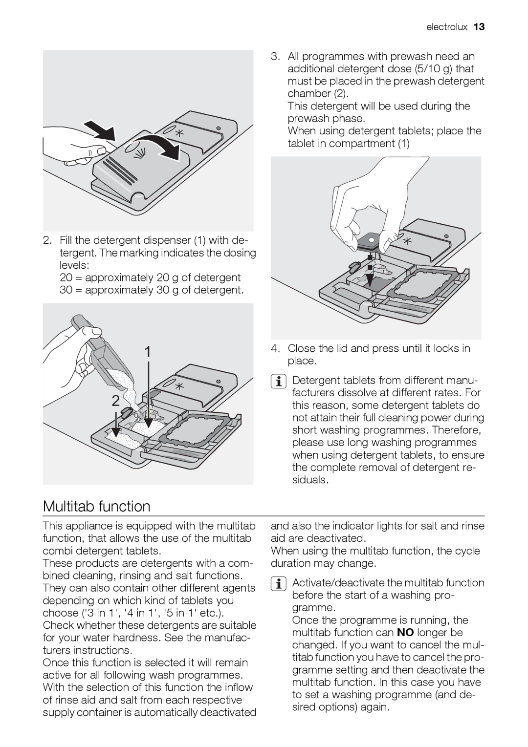 Electrolux ESL 47020 user manual Multitab function 