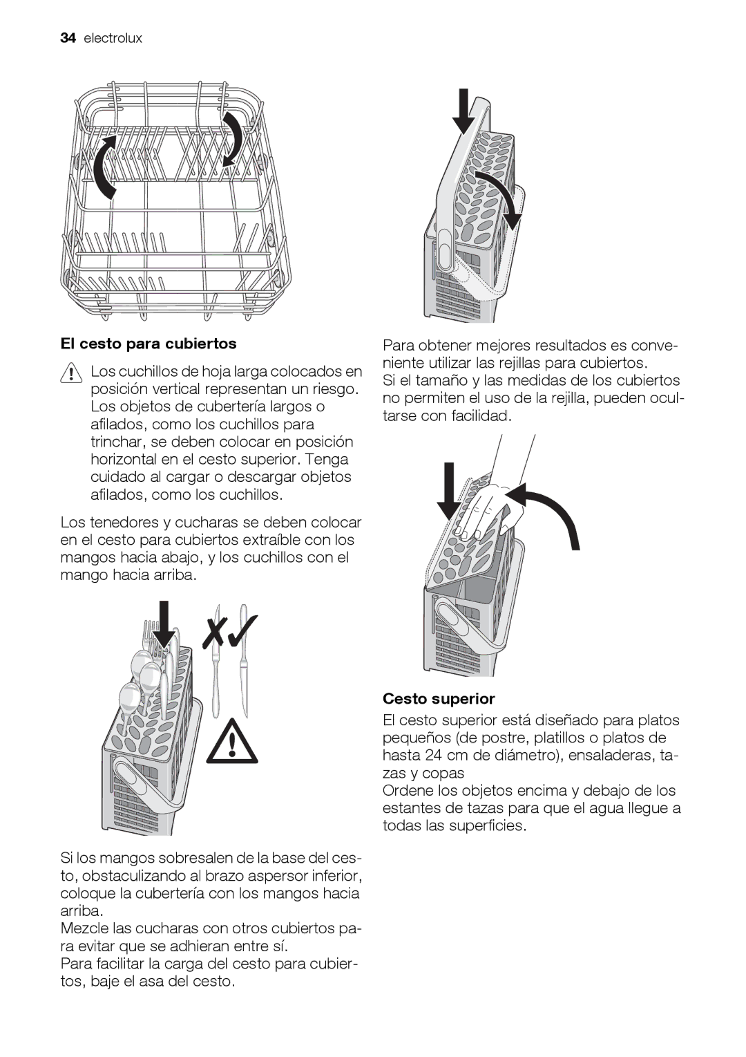 Electrolux ESL 47020 user manual El cesto para cubiertos, Cesto superior 