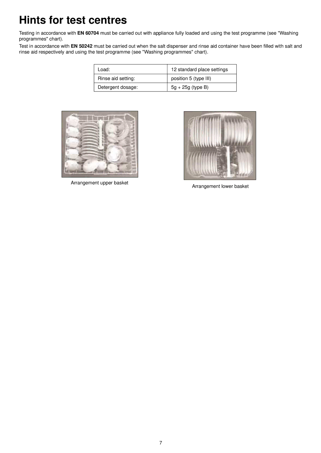 Electrolux ESL 6114 manual Hints for test centres 