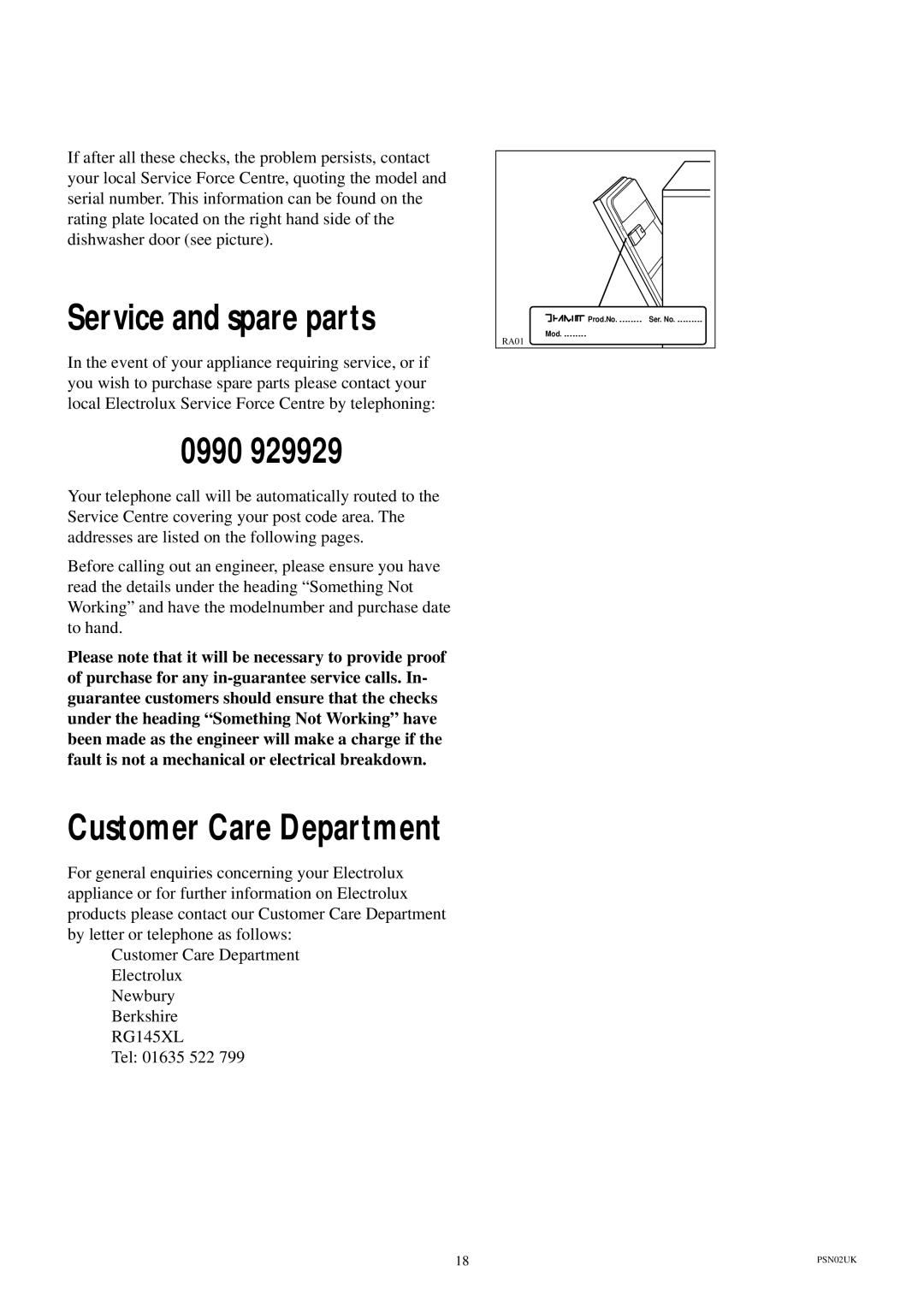 Electrolux ESL 614 manual Service and spare parts, 0990 