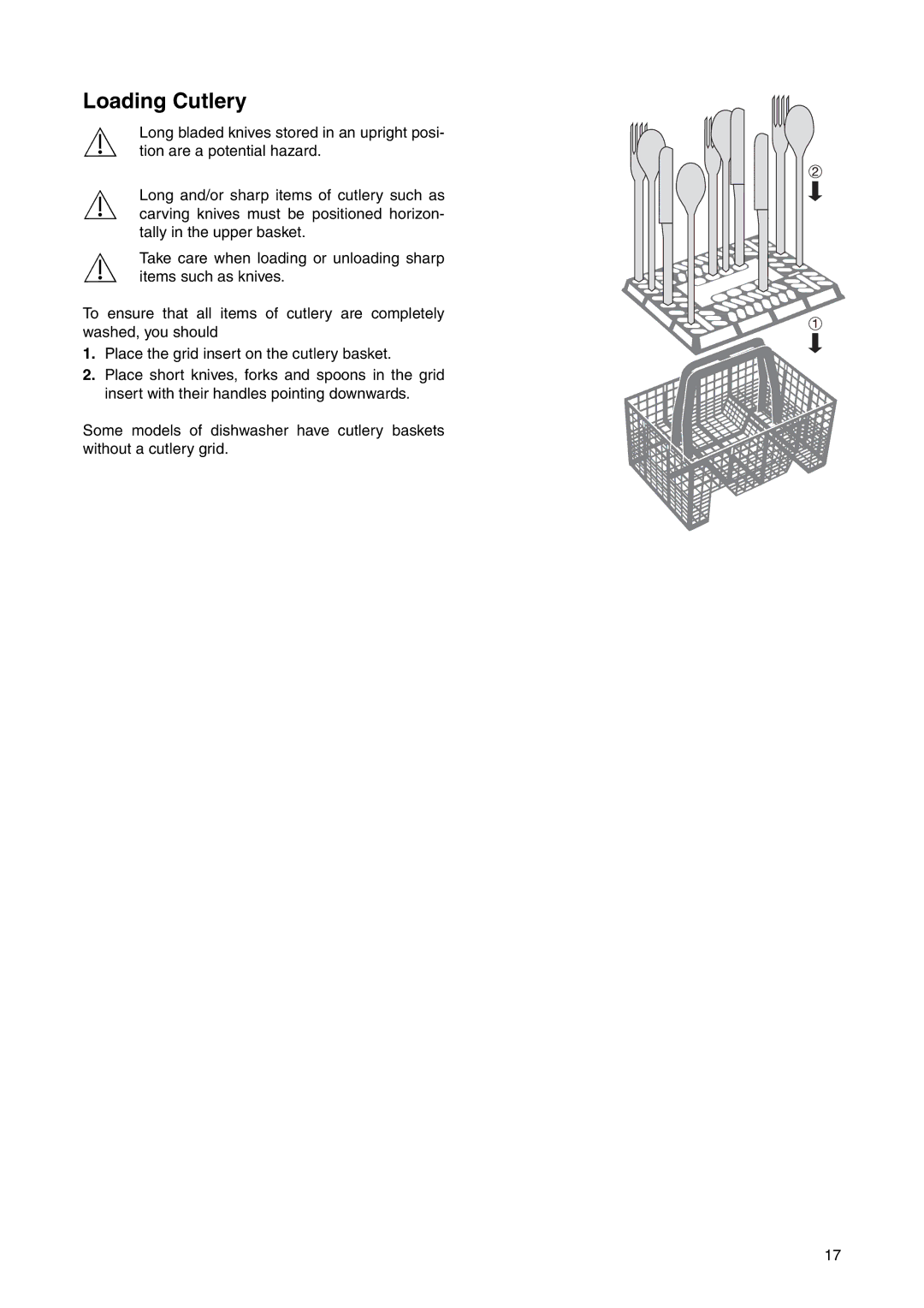 Electrolux ESL 6225 manual Loading Cutlery 