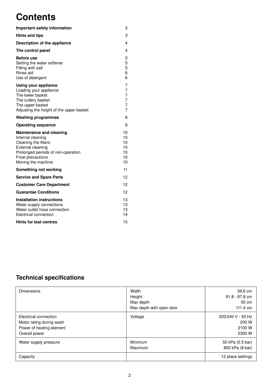 Electrolux ESL 624 manual Contents 