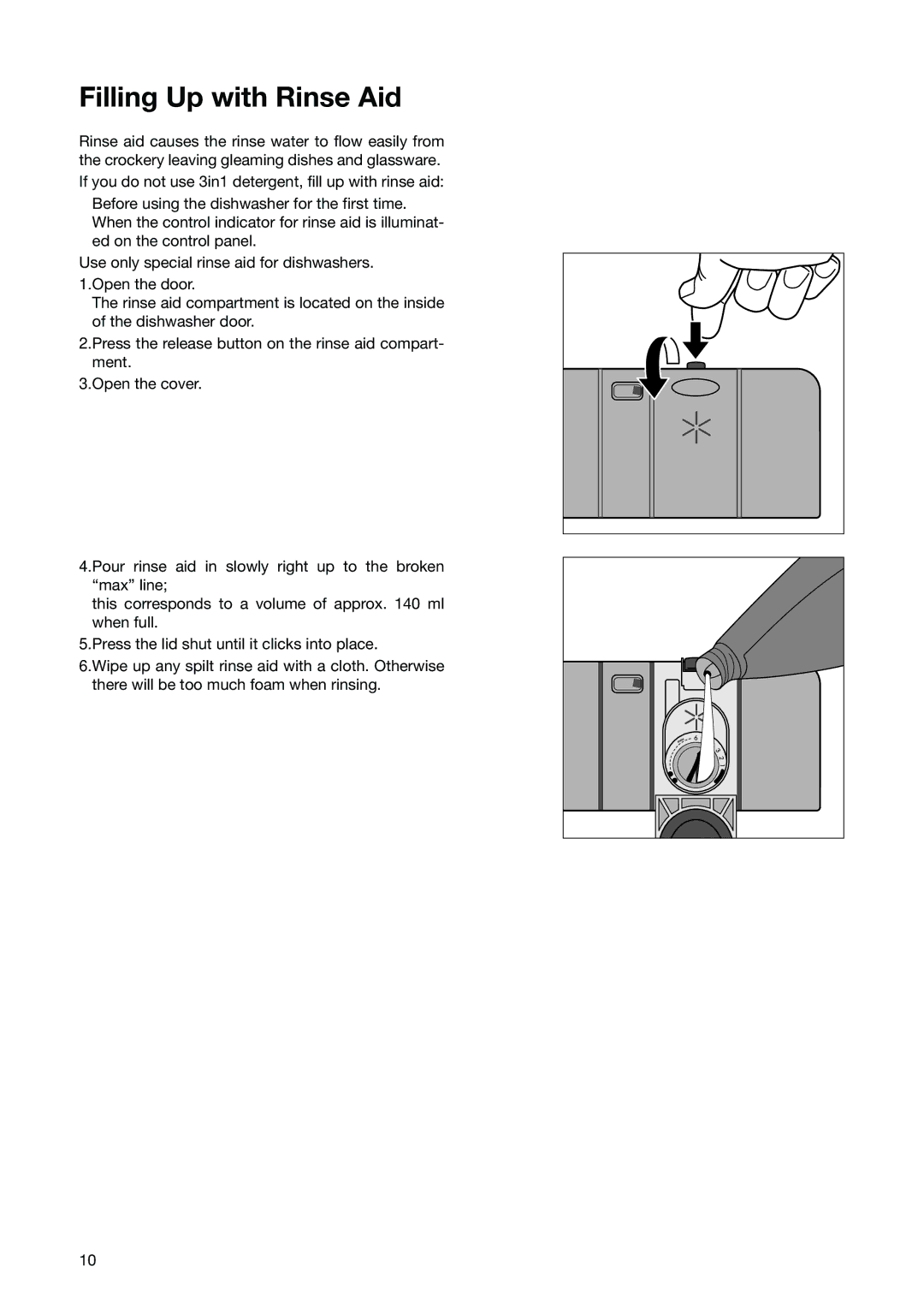 Electrolux ESL 6251 manual Filling Up with Rinse Aid 