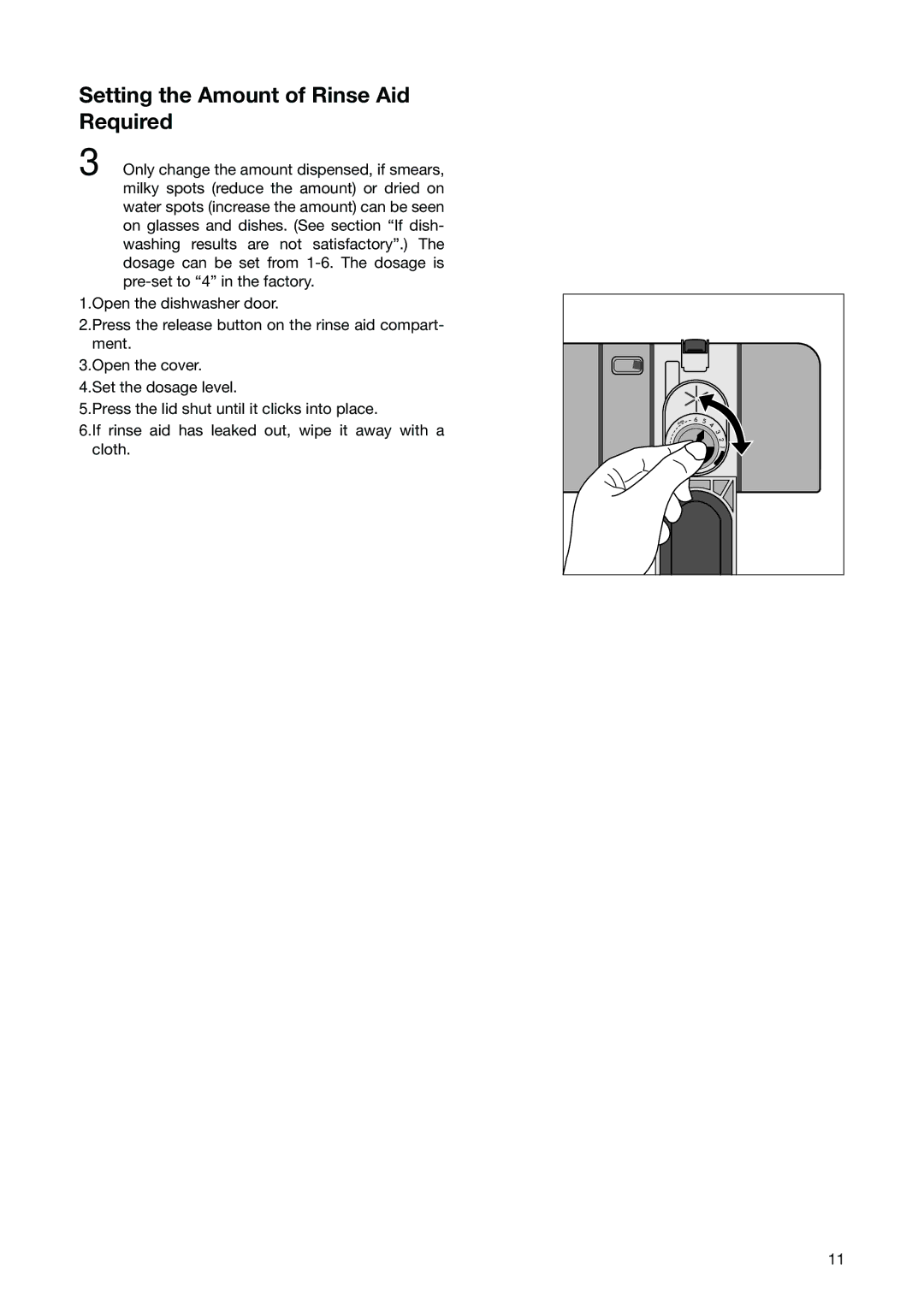 Electrolux ESL 6251 manual Setting the Amount of Rinse Aid Required 