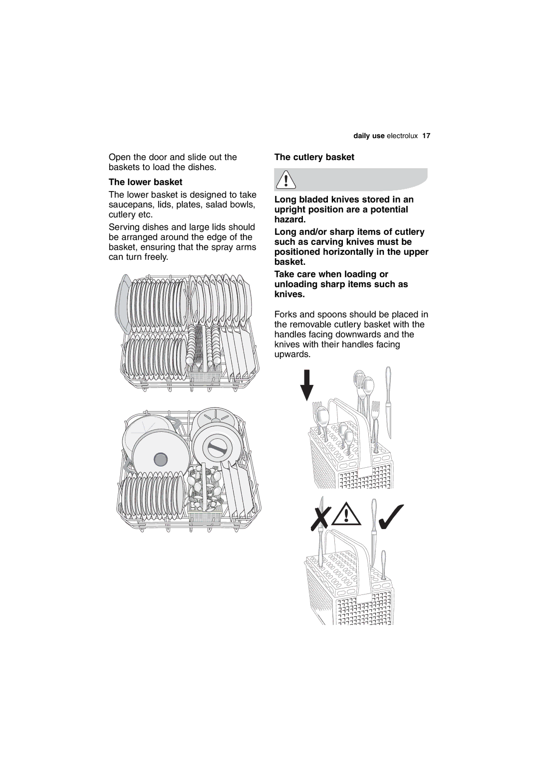 Electrolux ESL 63010 user manual Lower basket 