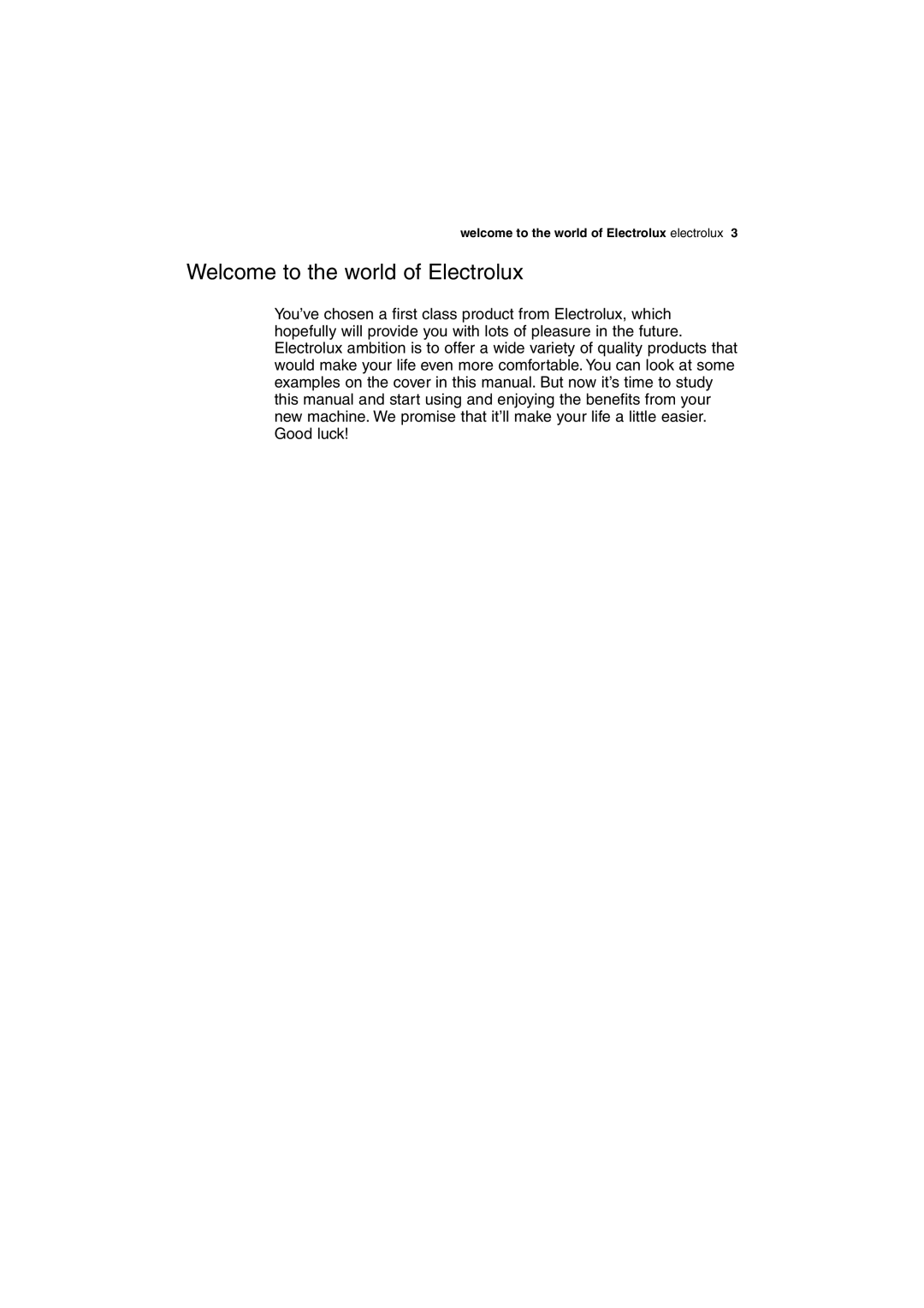 Electrolux ESL 63010 user manual Welcome to the world of Electrolux 