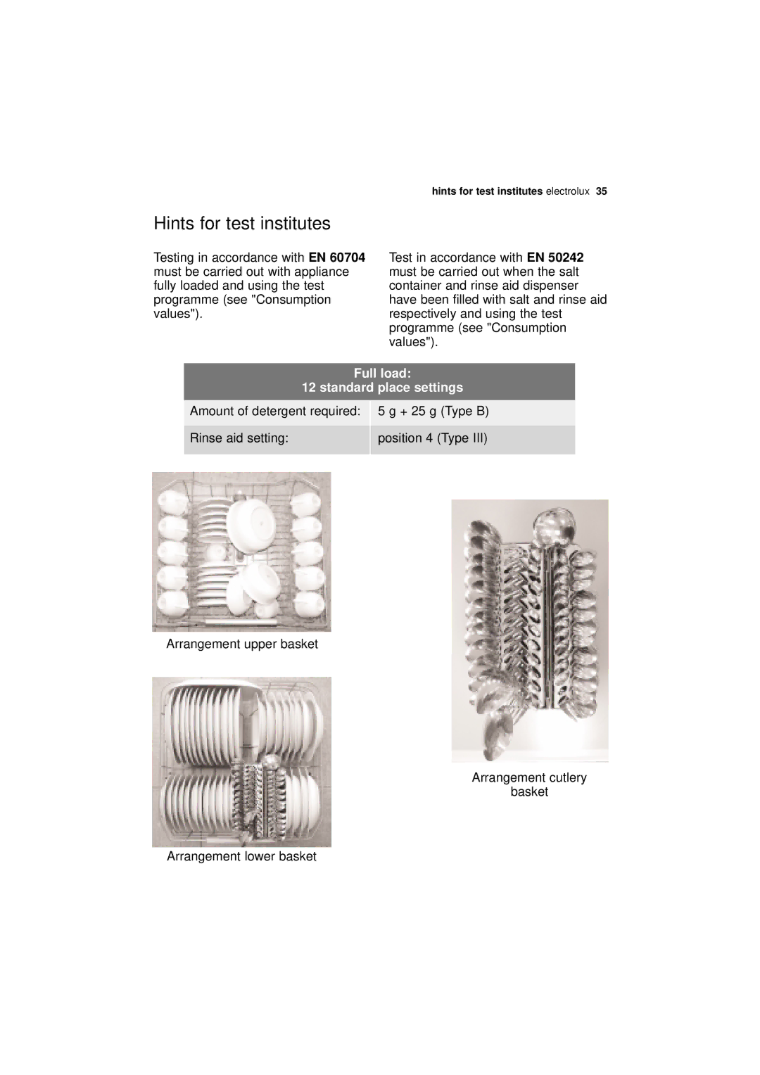 Electrolux ESL 66010 user manual Hints for test institutes 