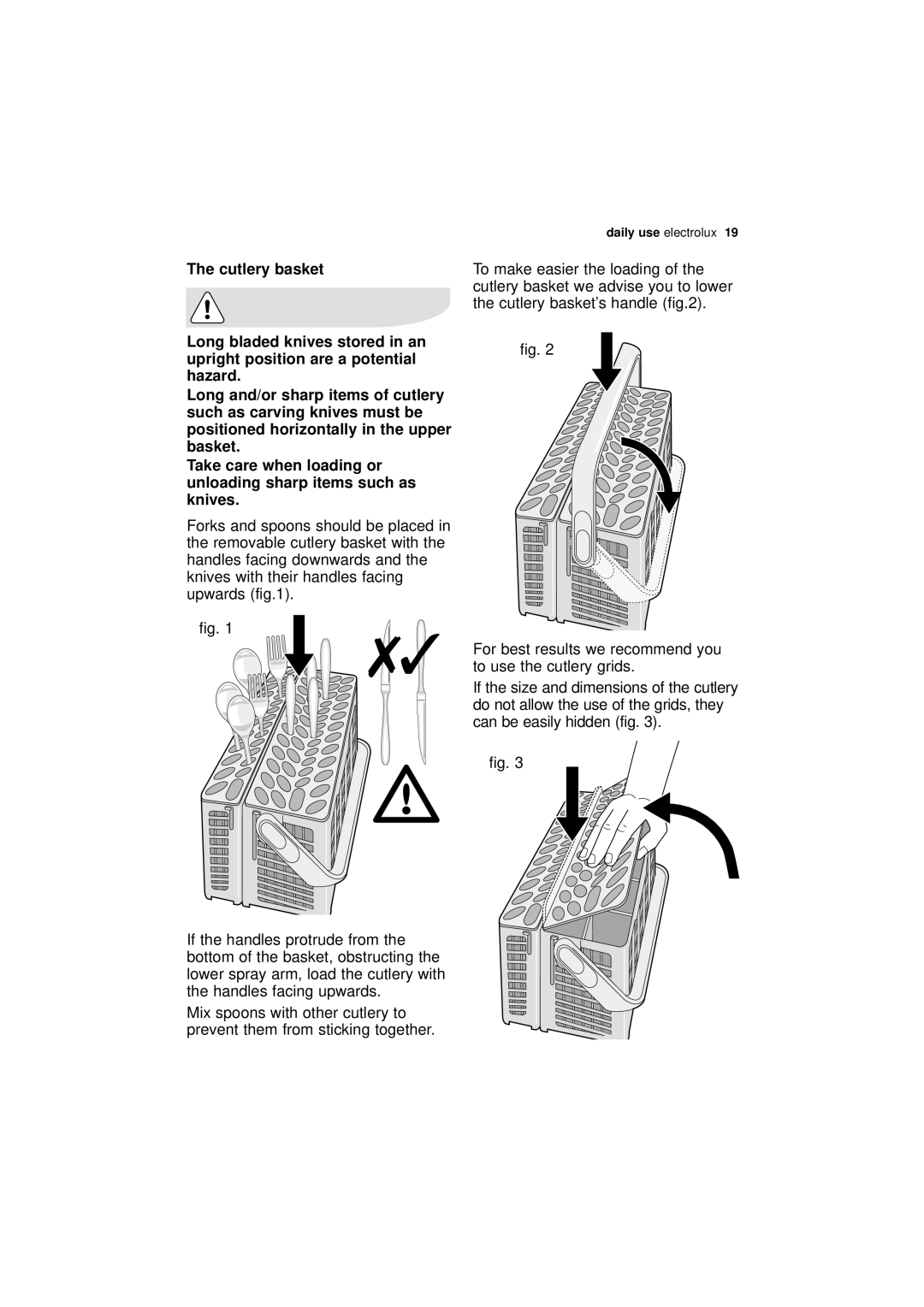 Electrolux ESL 66910 user manual Cutlery basket, For best results we recommend you to use the cutlery grids 