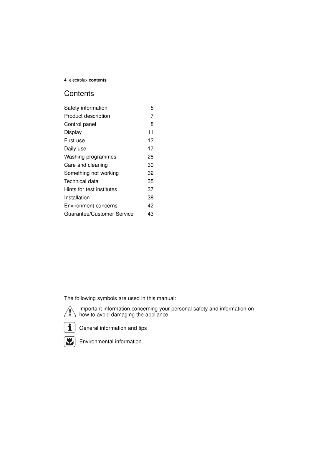 Electrolux ESL 68500 user manual Contents 