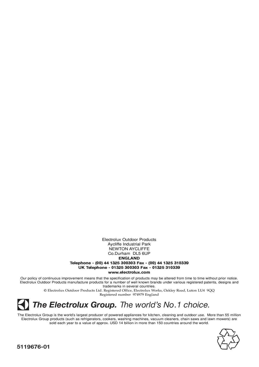 Electrolux 96487026200, ET500, ET700, 96487036200 manual Electrolux Group. The world’s No.1 choice, England 