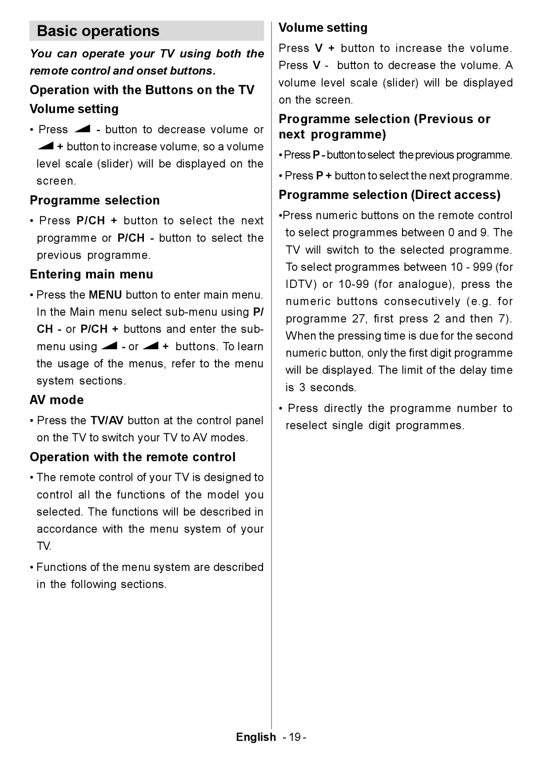 Electrolux ETV45000X user manual Basic operations 