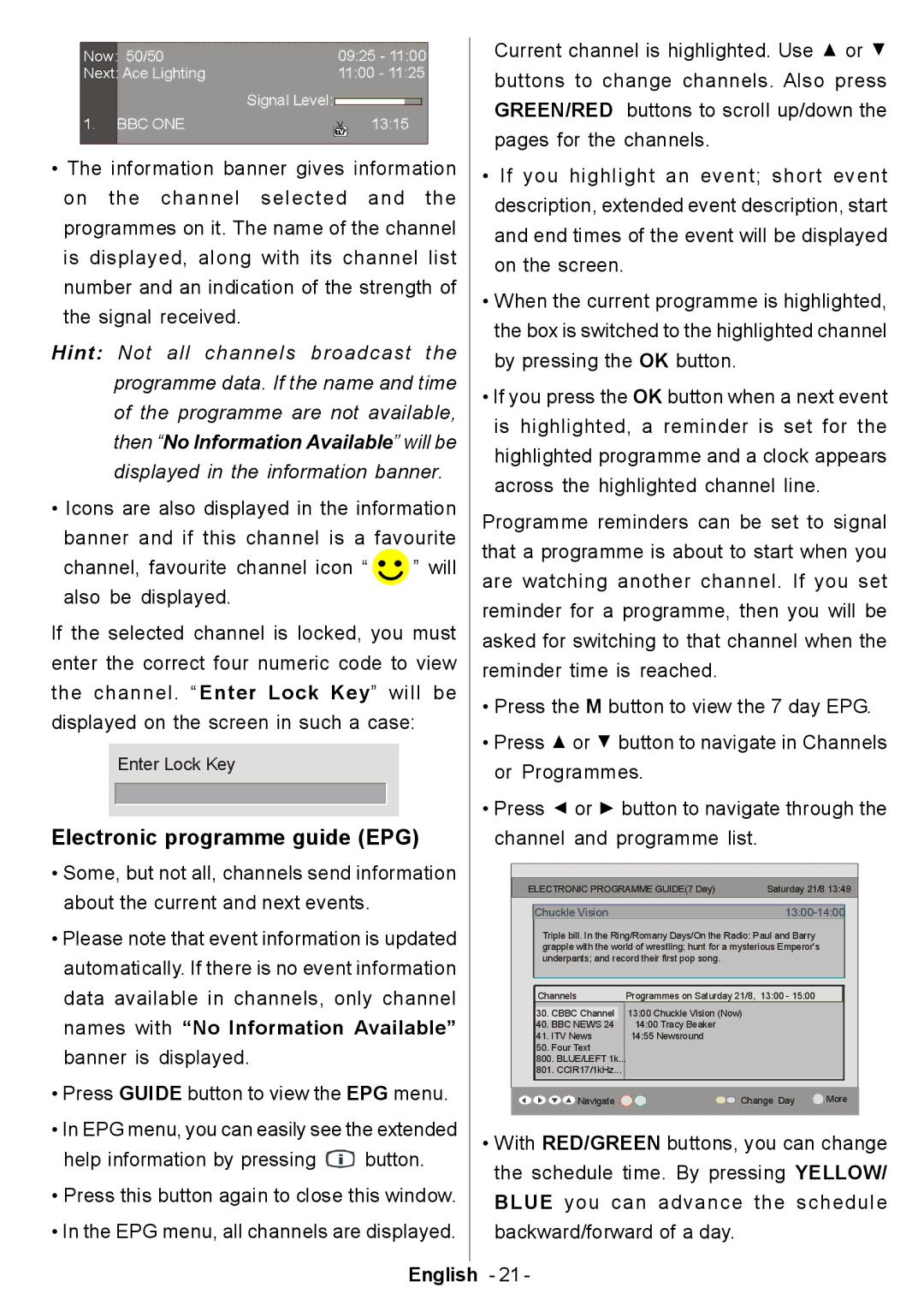 Electrolux ETV45000X user manual Electronic programme guide EPG, Chuckle Vision 1300-1400 