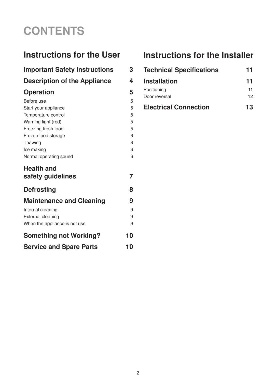 Electrolux EU 1322 T manual Contents 