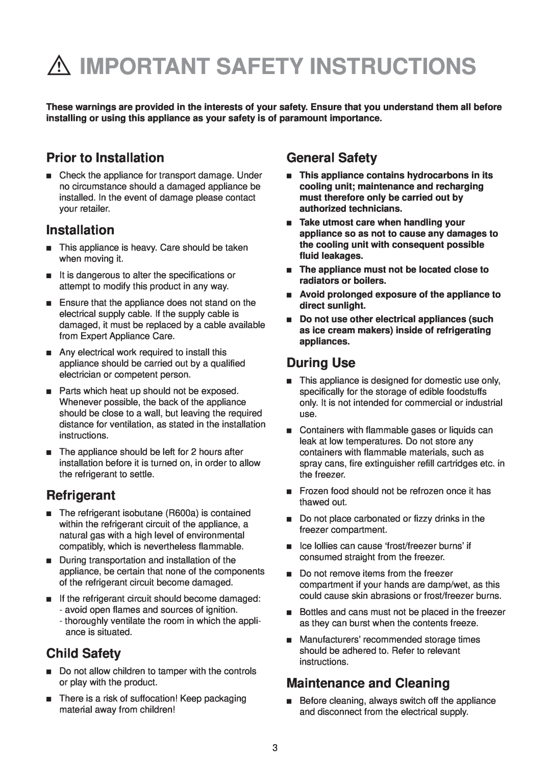 Electrolux EU 1322 T manual Important Safety Instructions 