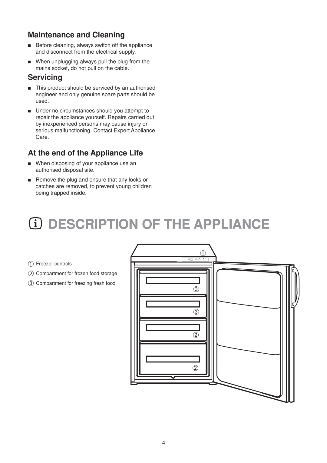 Electrolux EU 1327T manual Description Of The Appliance 