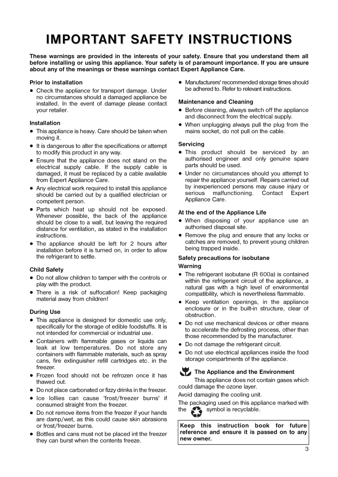 Electrolux EU 1341 T manual Important Safety Instructions 