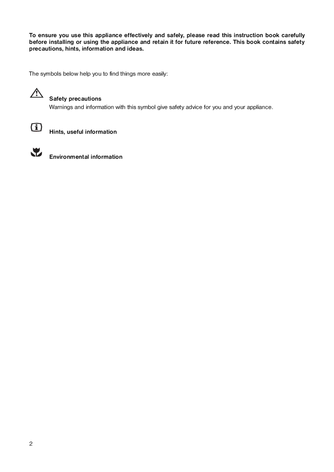 Electrolux EU 5563 C manual Symbols below help you to find things more easily 