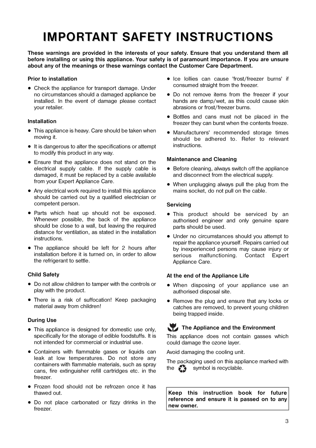 Electrolux EU 5563 C manual Important Safety Instructions 