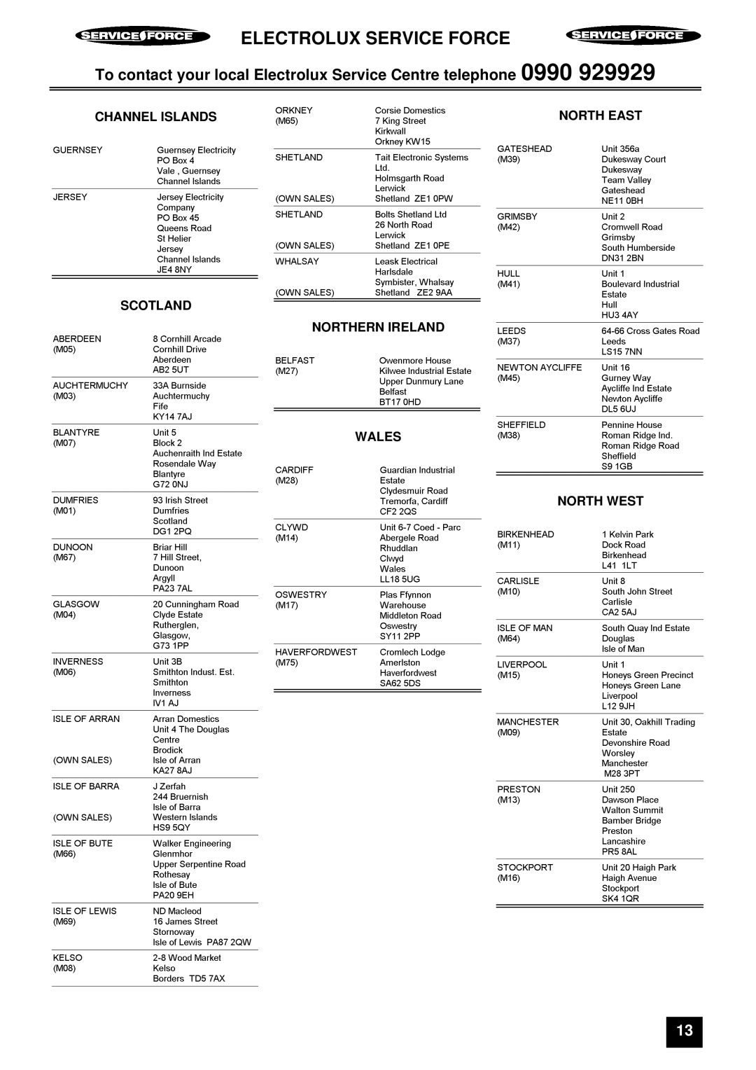 Electrolux EU 6047T / YE, EU 6047T / GR, EU 6047T / BU instruction manual Electrolux Service Force 