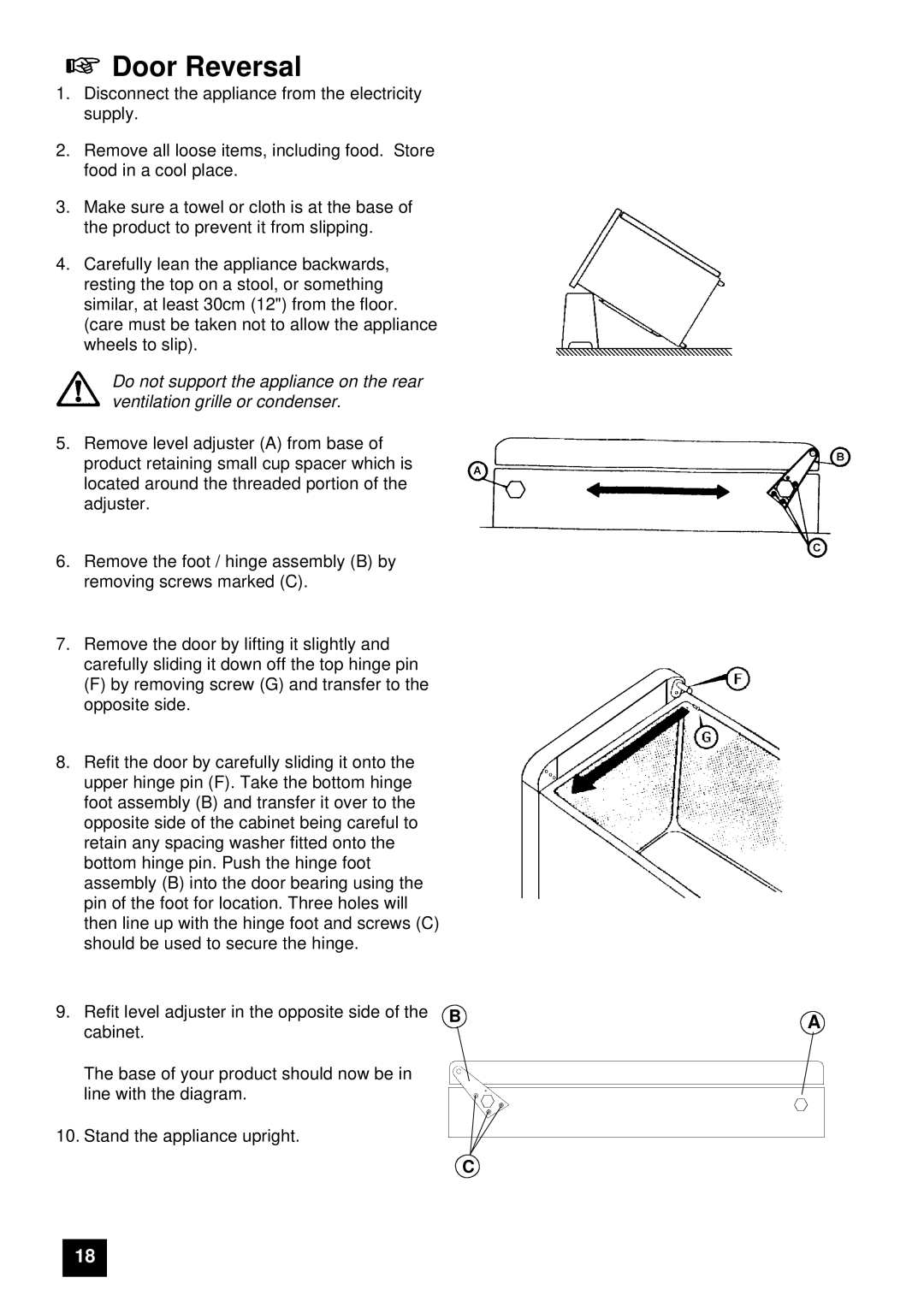 Electrolux EU 6047T / BU, EU 6047T / GR, EU 6047T / YE instruction manual Door Reversal 