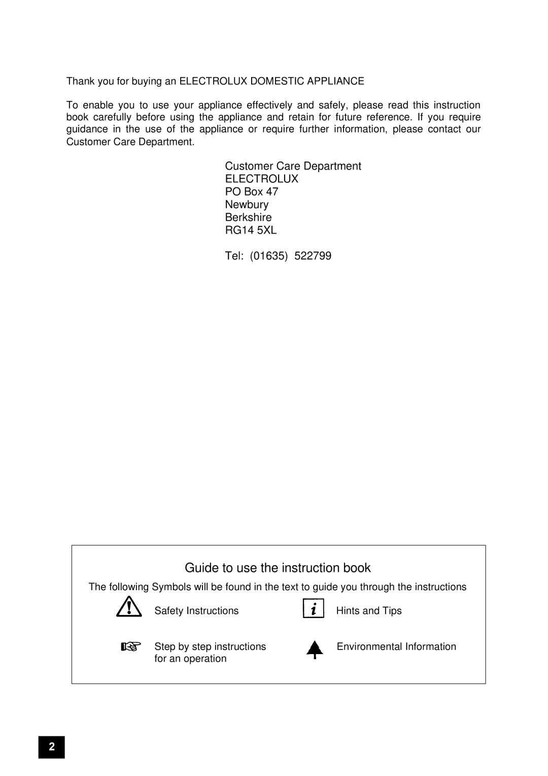 Electrolux EU 6047T / BU, EU 6047T / GR, EU 6047T / YE instruction manual Guide to use the instruction book 