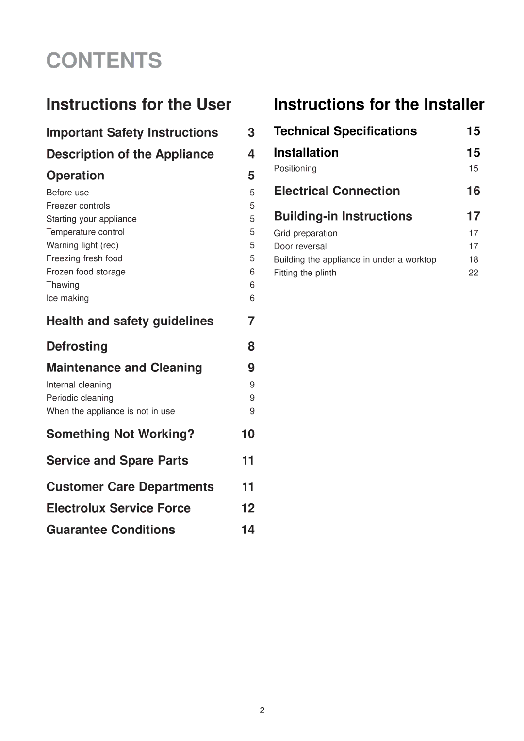 Electrolux EU 6134 U instruction manual Contents 