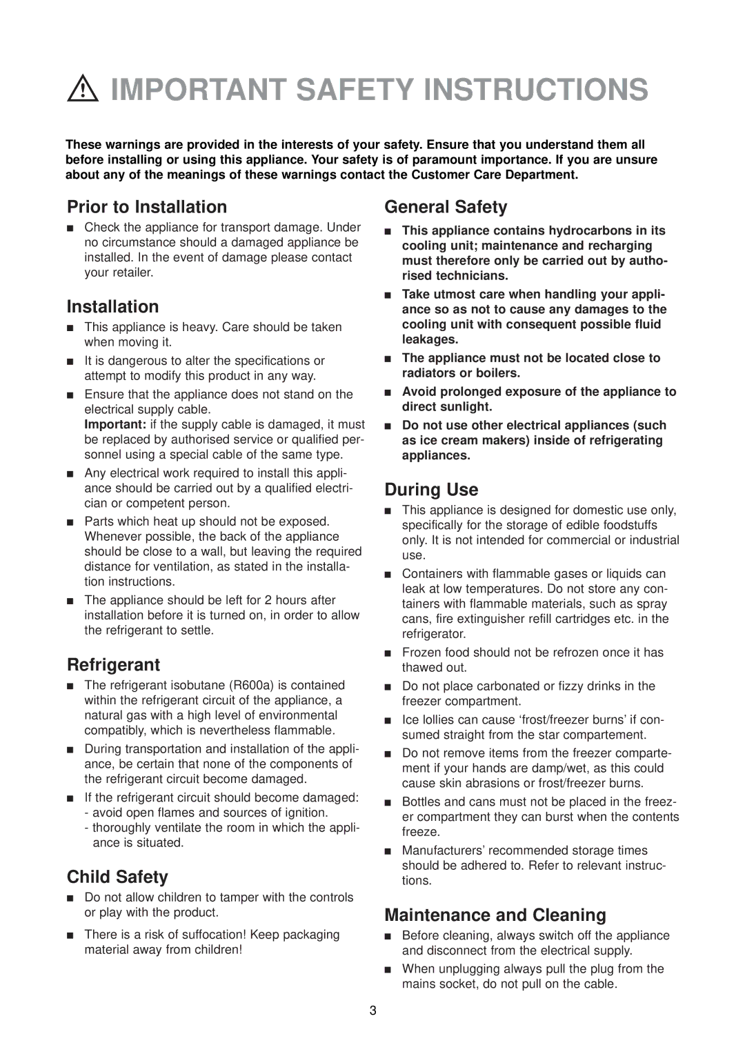 Electrolux EU 6134 U instruction manual Important Safety Instructions 