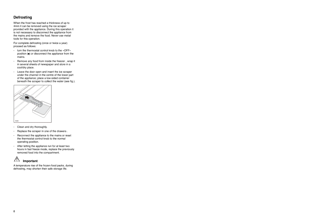 Electrolux EU 6233 I manual Defrosting 