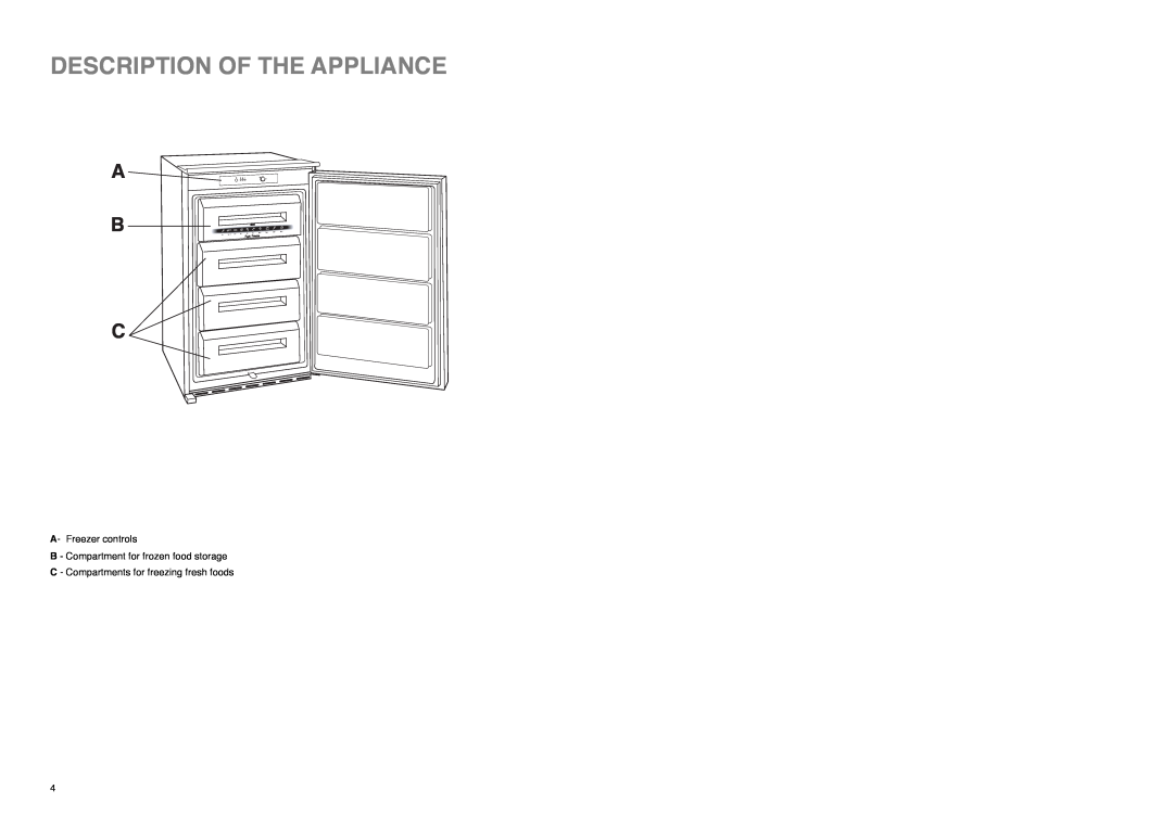 Electrolux EU 6233 I manual Description Of The Appliance, A B C 