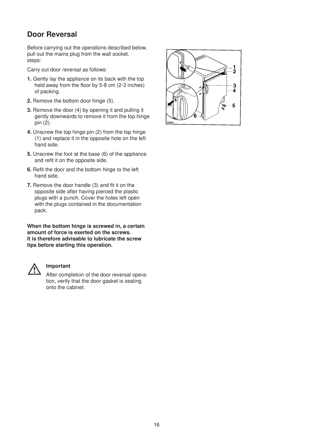 Electrolux EU 6321 manual Door Reversal 