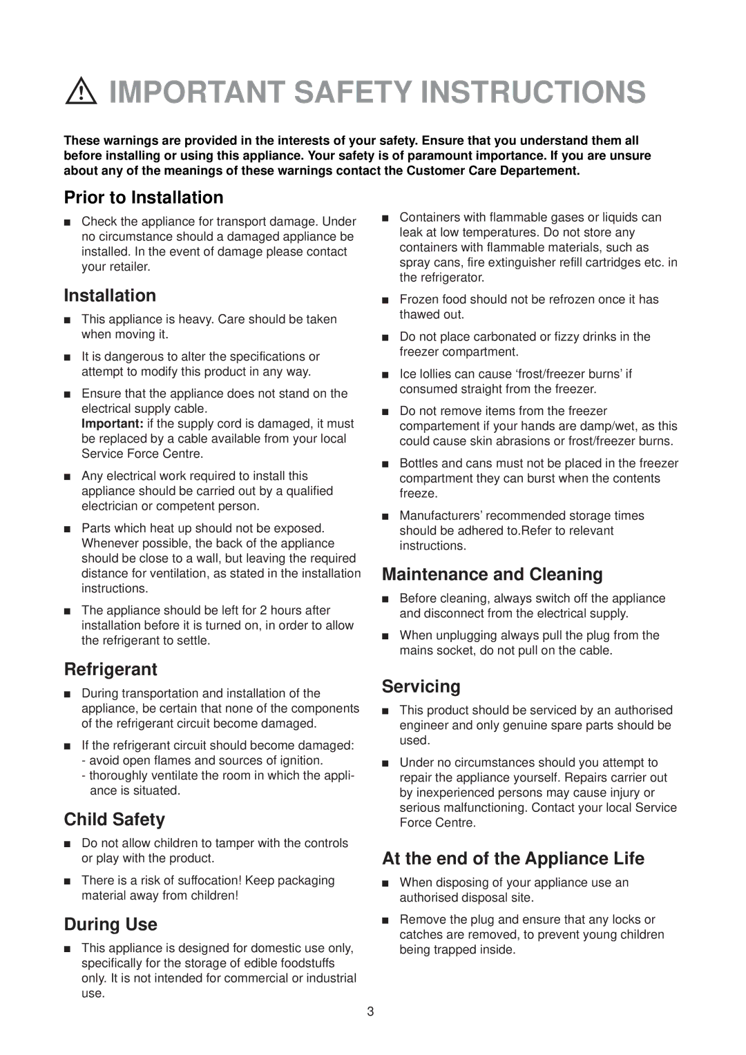 Electrolux EU 6321 manual Important Safety Instructions 