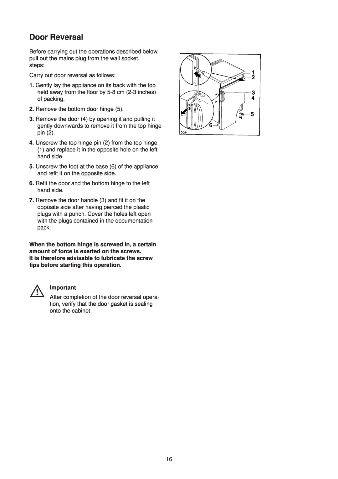 Electrolux EU 6321 manual Door Reversal 