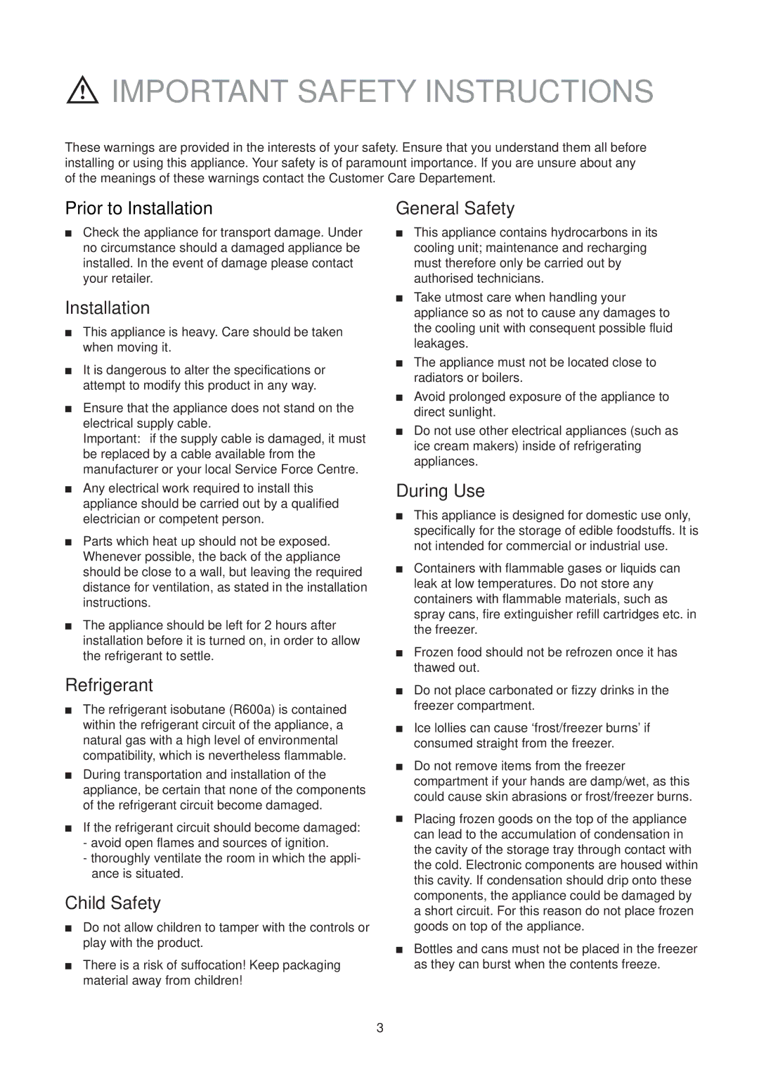 Electrolux EU 6328T manual Important Safety Instructions 