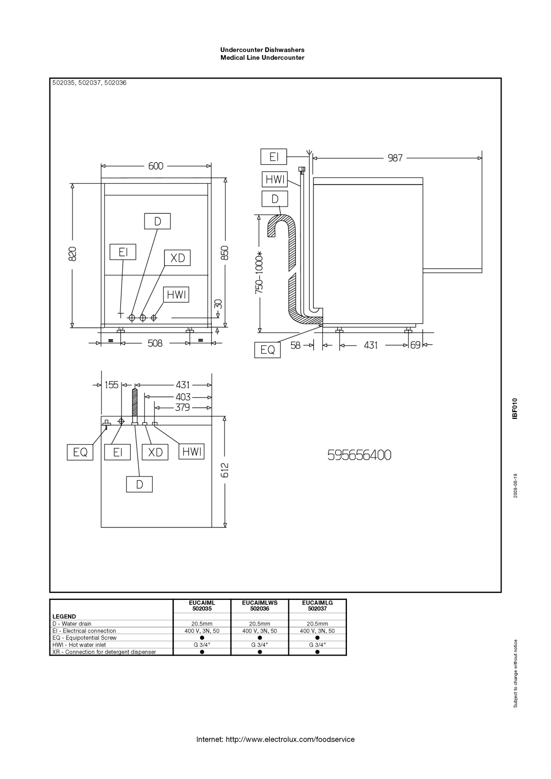 Electrolux EUCAIMLWS, EUCAIMLG, 502036 manual 502035, 502037 