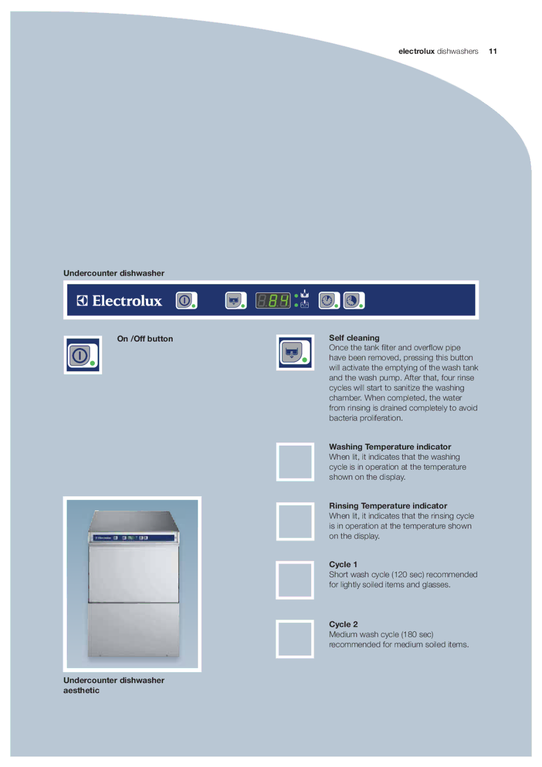 Electrolux EUC1, EUCAIWL, EUC3, EUCI, EUCAICL manual Electrolux dishwashers 