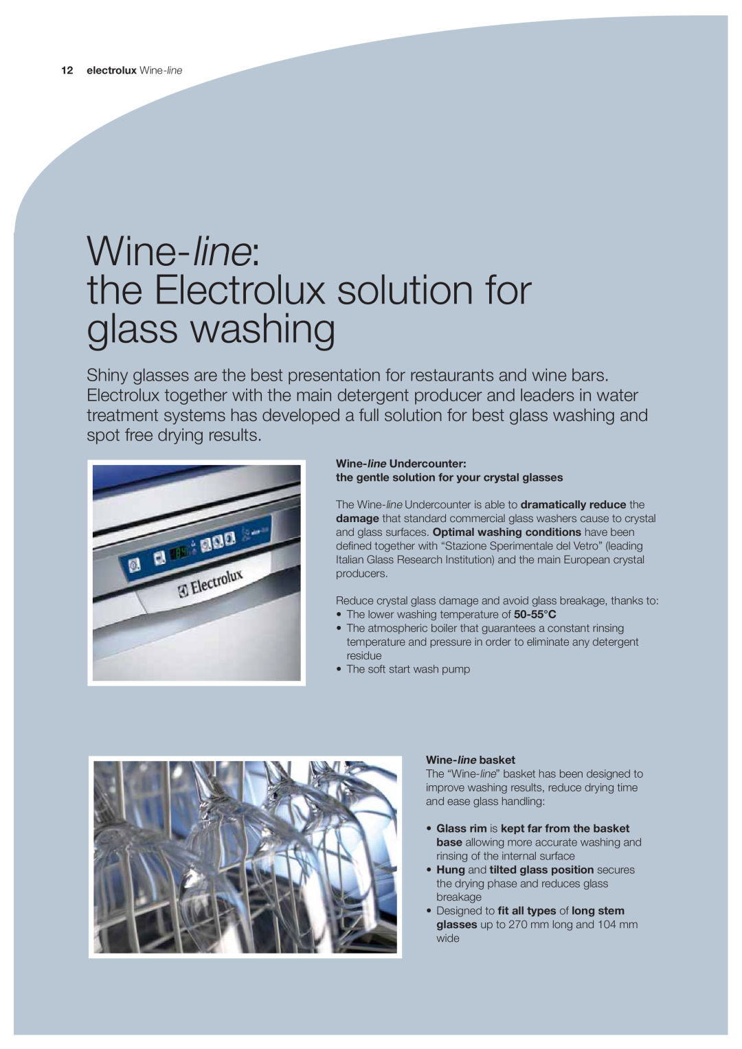 Electrolux EUCAIWL, EUC3, EUCI, EUCAICL, EUC1 manual Wine-line the Electrolux solution for glass washing 