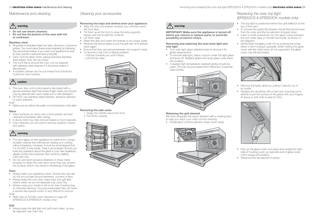 Electrolux EOEM61CS, EUEE63CK, EPEE63CS, EPEE63CK, EUEE63CS, EOEE63CS Maintenance and cleaning, Cleaning your accessories 