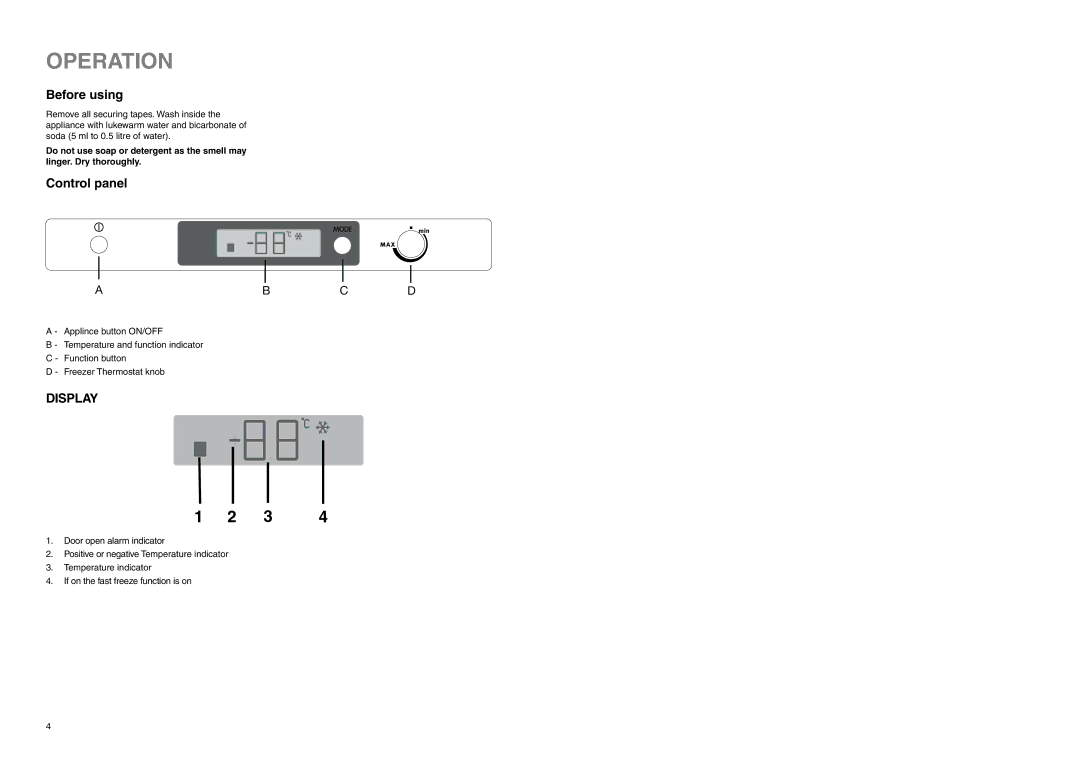 Electrolux EUF 2320 manual Operation, Before using, Control panel 