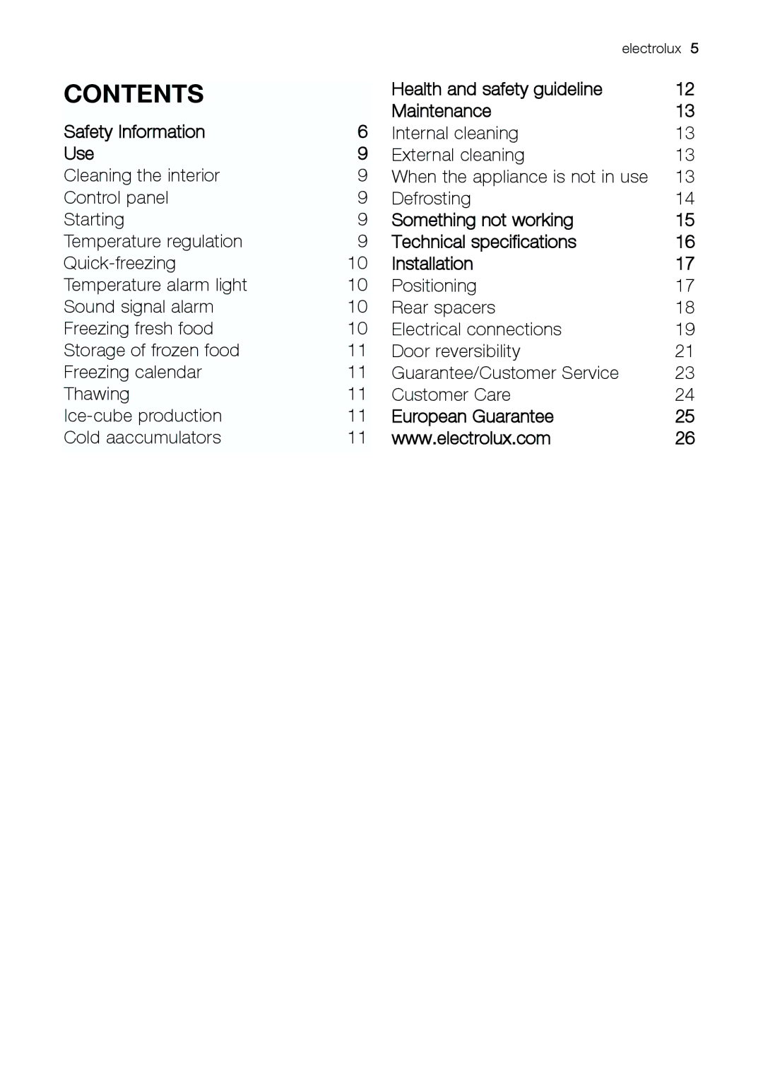 Electrolux EUF 23292 W manual Contents 